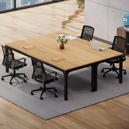 (2, Natural)6.5 FT Conference Room Table, 78.74" W x 27.56" D Large Office Conference Table, Modern Seminar Meeting Table Desk for Boardroom, Meeting Room 