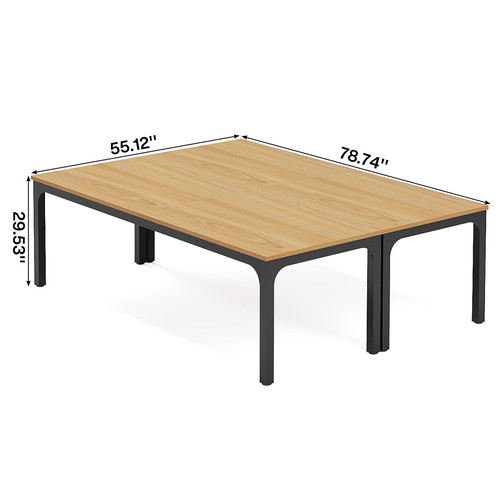 (2, Natural)6.5 FT Conference Room Table, 78.74" W x 27.56" D Large Office Conference Table, Modern Seminar Meeting Table Desk for Boardroom, Meeting Room 