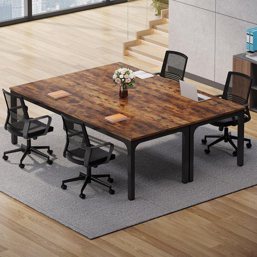 (2, Rustic Brown) 6.5 FT Conference Room Table, 78.74" W x 27.56" D Large Office Conference Table, Modern Seminar Meeting Table Desk for Boardroom, Meeting Room 