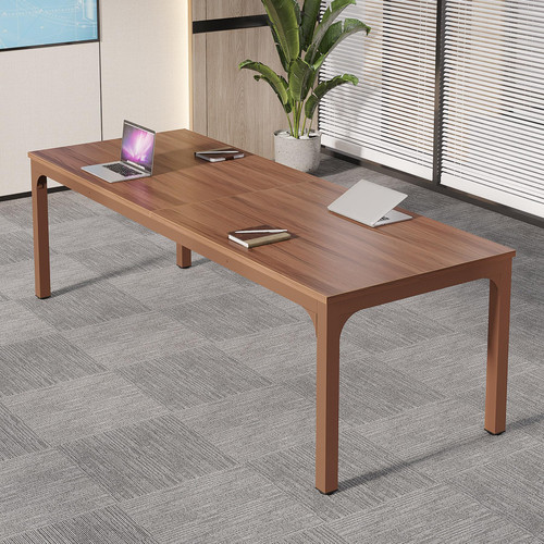 (2, Walnut) 6.5 FT Conference Room Table, 78.74" W x 27.56" D Large Office Conference Table, Modern Seminar Meeting Table Desk for Boardroom, Meeting Room