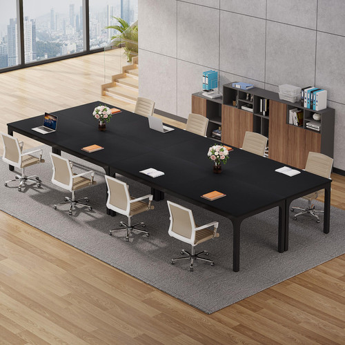 (4, Black) 6.5 FT Conference Room Table, 78.74" W x 27.56" D Large Office Conference Table, Modern Seminar Meeting Table Desk for Boardroom, Meeting Room