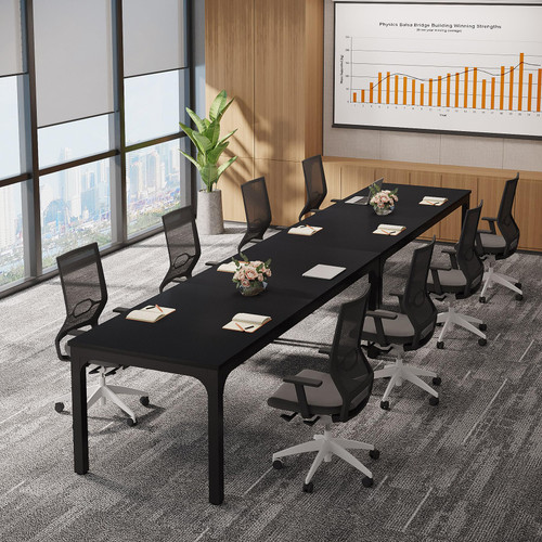 (4, Black) 6.5 FT Conference Room Table, 78.74" W x 27.56" D Large Office Conference Table, Modern Seminar Meeting Table Desk for Boardroom, Meeting Room