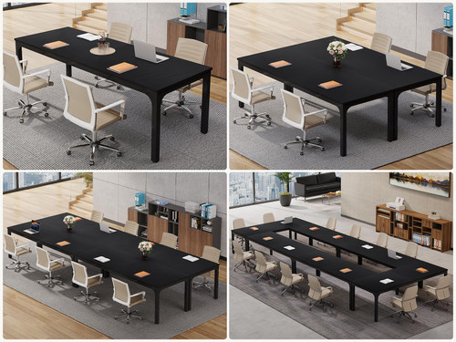 (4, Black) 6.5 FT Conference Room Table, 78.74" W x 27.56" D Large Office Conference Table, Modern Seminar Meeting Table Desk for Boardroom, Meeting Room