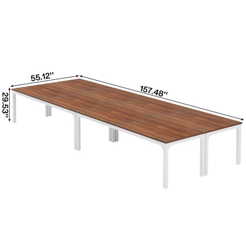 (4, Brown and White) 6.5 FT Conference Room Table, 78.74" W x 27.56" D Large Office Conference Table, Modern Seminar Meeting Table Desk for Boardroom, Meeting Room 