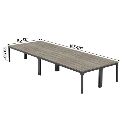 (4, Gray and Black) 6.5 FT Conference Room Table, 78.74" W x 27.56" D Large Office Conference Table, Modern Seminar Meeting Table Desk for Boardroom, Meeting Room 