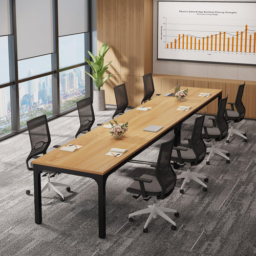 (4, Natural) 6.5 FT Conference Room Table, 78.74" W x 27.56" D Large Office Conference Table, Modern Seminar Meeting Table Desk for Boardroom, Meeting Room