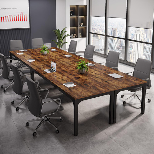 (4, Rustic Brown) 6.5 FT Conference Room Table, 78.74" W x 27.56" D Large Office Conference Table, Modern Seminar Meeting Table Desk for Boardroom, Meeting Room
