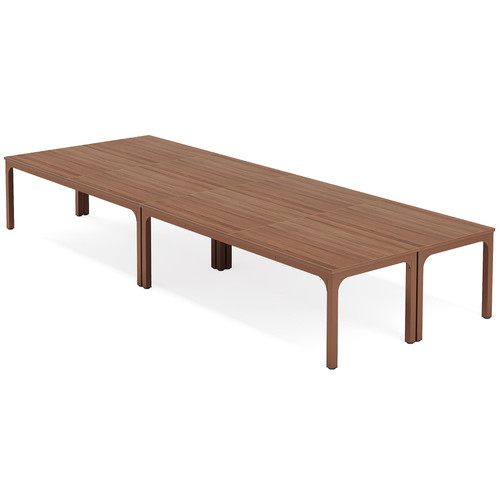 (4, Walnut) 6.5 FT Conference Room Table, 78.74" W x 27.56" D Large Office Conference Table, Modern Seminar Meeting Table Desk for Boardroom, Meeting Room