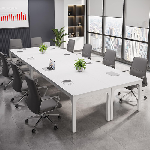 (4, White) 6.5 FT Conference Room Table, 78.74" W x 27.56" D Large Office Conference Table, Modern Seminar Meeting Table Desk for Boardroom, Meeting Room
