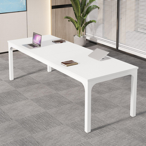 (4, White) 6.5 FT Conference Room Table, 78.74" W x 27.56" D Large Office Conference Table, Modern Seminar Meeting Table Desk for Boardroom, Meeting Room