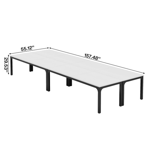 (4, White and Black) 6.5 FT Conference Room Table, 78.74" W x 27.56" D Large Office Conference Table, Modern Seminar Meeting Table Desk for Boardroom, Meeting Room