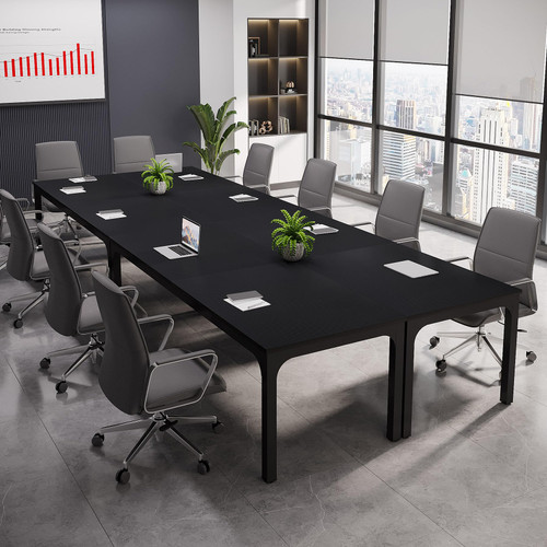 (6, Black) 6.5 FT Conference Room Table, 78.74" W x 27.56" D Large Office Conference Table, Modern Seminar Meeting Table Desk for Boardroom, Meeting Room