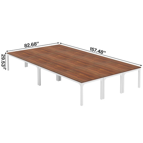 (6, Brown and White) 6.5 FT Conference Room Table, 78.74" W x 27.56" D Large Office Conference Table, Modern Seminar Meeting Table Desk for Boardroom, Meeting Room