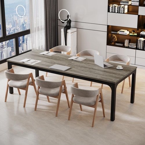 (6, Gray and Black) 6.5 FT Conference Room Table, 78.74" W x 27.56" D Large Office Conference Table, Modern Seminar Meeting Table Desk for Boardroom, Meeting Room