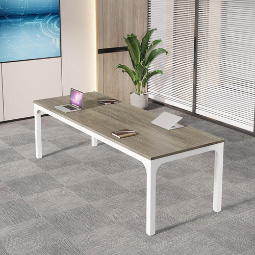 (6, Gray) 6.5 FT Conference Room Table, 78.74" W x 27.56" D Large Office Conference Table, Modern Seminar Meeting Table Desk for Boardroom, Meeting Room