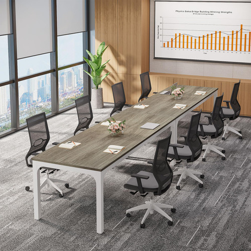(6, Gray) 6.5 FT Conference Room Table, 78.74" W x 27.56" D Large Office Conference Table, Modern Seminar Meeting Table Desk for Boardroom, Meeting Room