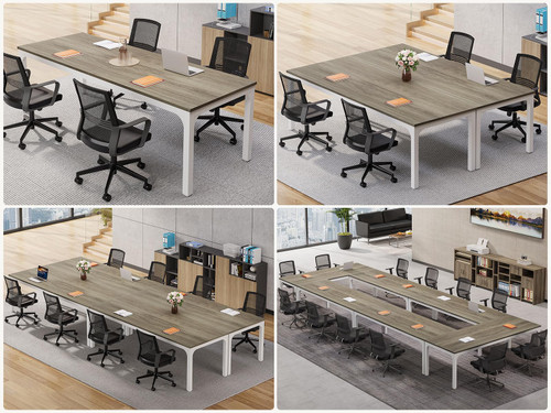 (6, Gray) 6.5 FT Conference Room Table, 78.74" W x 27.56" D Large Office Conference Table, Modern Seminar Meeting Table Desk for Boardroom, Meeting Room