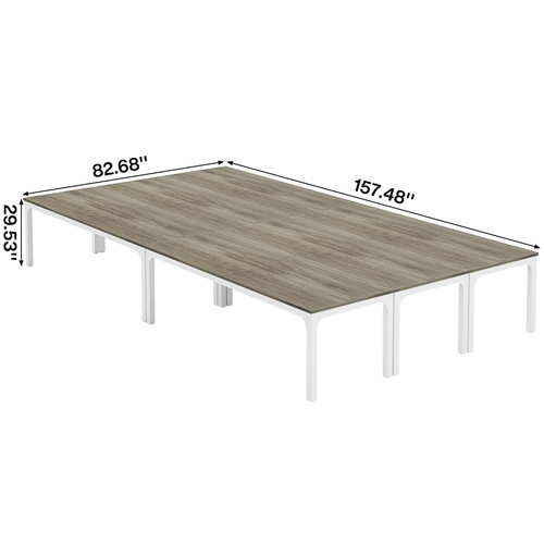 (6, Gray) 6.5 FT Conference Room Table, 78.74" W x 27.56" D Large Office Conference Table, Modern Seminar Meeting Table Desk for Boardroom, Meeting Room