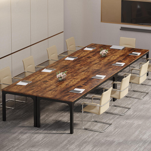 (6, Rustic Brown) 6.5 FT Conference Room Table, 78.74" W x 27.56" D Large Office Conference Table, Modern Seminar Meeting Table Desk for Boardroom, Meeting Room