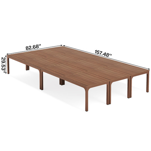 (6, Walnut) 6.5 FT Conference Room Table, 78.74" W x 27.56" D Large Office Conference Table, Modern Seminar Meeting Table Desk for Boardroom, Meeting Room