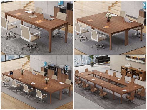 (6, Walnut) 6.5 FT Conference Room Table, 78.74" W x 27.56" D Large Office Conference Table, Modern Seminar Meeting Table Desk for Boardroom, Meeting Room