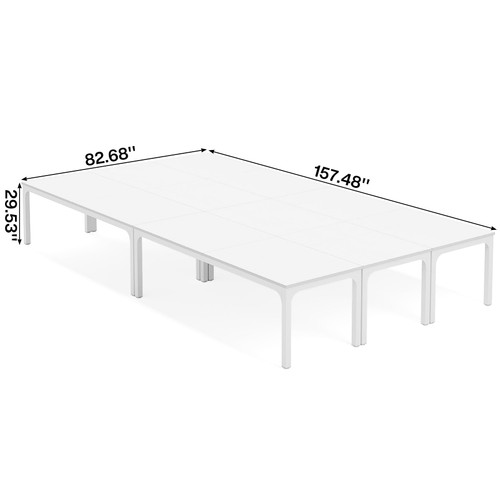 (6, White) 6.5 FT Conference Room Table, 78.74" W x 27.56" D Large Office Conference Table, Modern Seminar Meeting Table Desk for Boardroom, Meeting Room 