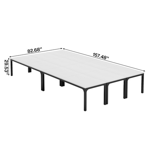 (6, White and Black) 6.5 FT Conference Room Table, 78.74" W x 27.56" D Large Office Conference Table, Modern Seminar Meeting Table Desk for Boardroom, Meeting Room 