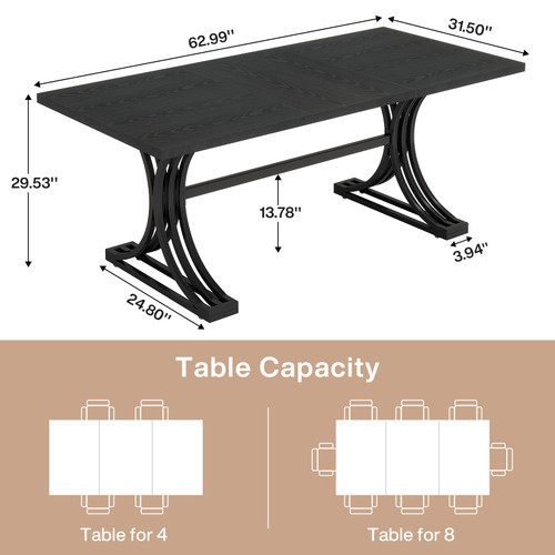 5FT Small Conference Table for 4 to 6, Modern Meeting Table with Strong Metal Frame for Office Meeting Conference Room