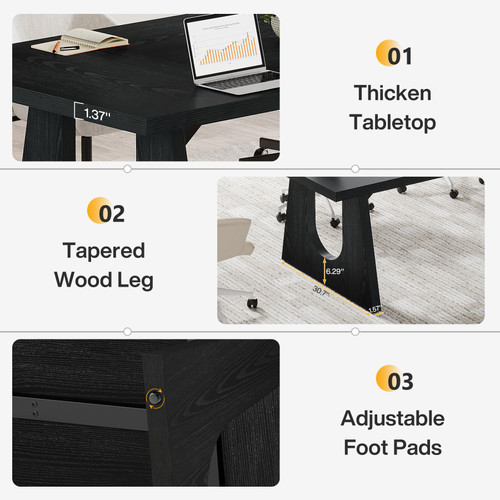 70.86" Rectangular Conference Table for 6-8 (Black)