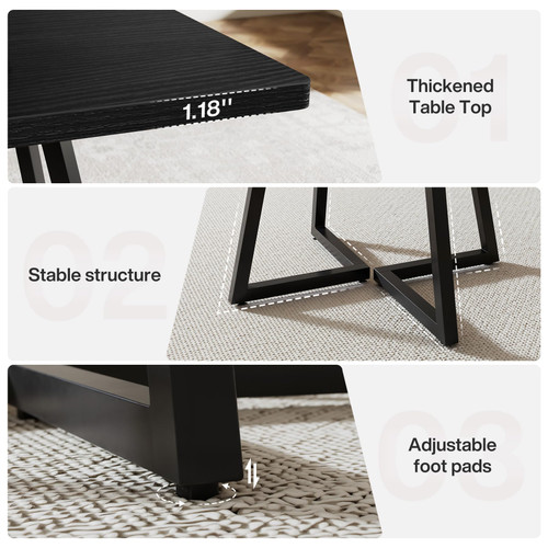 31.5" Square Conference Table Set of 2, 63" Industrial Office Meeting Table for 4-6 People, Business Podcast Furniture with Metal Base for Small Spaces, Office Conference, Black