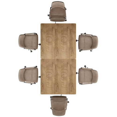 31.5" Square Conference Table Set of 2, 63" Industrial Office Meeting Table for 4-6 People, Business Podcast Furniture with Metal Base for Small Spaces, Office Conference, Natural