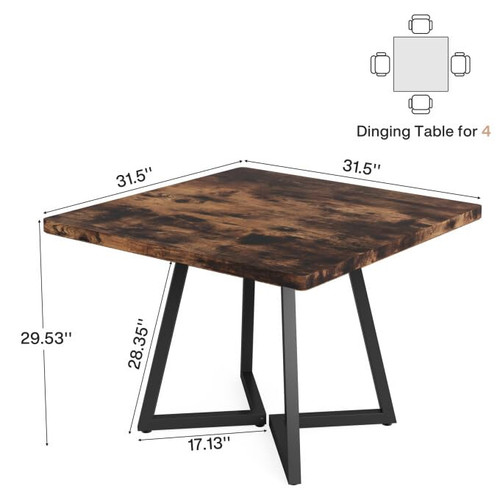 31.5" Square Conference Table Set of 2, 63" Industrial Office Meeting Table for 4-6 People, Business Podcast Furniture with Metal Base for Small Spaces, Office Conference, Vintage Brown