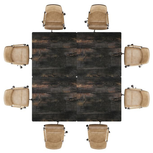 31.5" Square Conference Table Set of 4, 10 ft Industrial Office Meeting Table for 8-10 People, Business Podcast Furniture with Metal Base for Small Spaces, Office Conference, Vintage Black