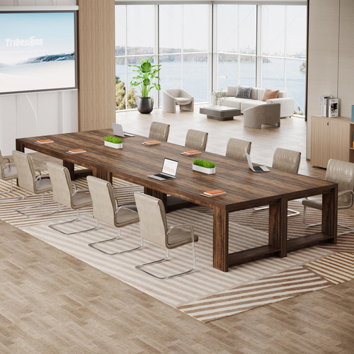 Large Conference Table for 6-8, 87-Inch Rectangular Meeting Table, Farmhouse Seminar Boardroom Desk for Office Conference Room (1, Vintage)