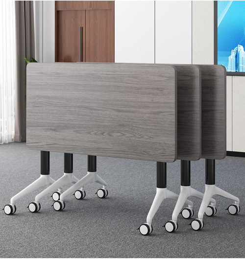 Conference Table Foldable Meeting Tables, Mobile Training Table with Wheels, Flip Top Rolling Seminar Meeting Table for Office, Meeting Room, Gray 30x60x29.5