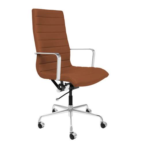 Tall Back Ribbed Management Chair (Brown)