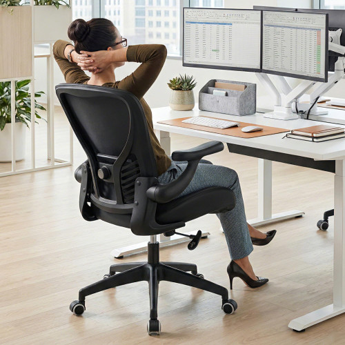 Executive Office Chair, Thick Padded PU Leather Desk Chair with Adjustable Lumbar Support and 3D Armrests, Easy-Clean for Home Office and Study Room(Pack of 1, Black)