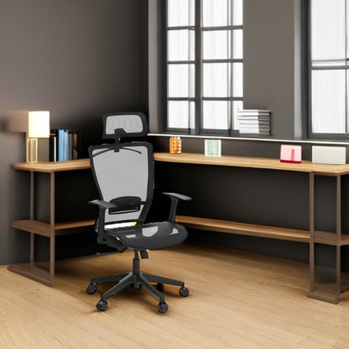 Ergonomic Office Chair High Back Mesh Swivel Computer Chair Home Office Desk Chairs with Wheels Lumbar Support Deep Black