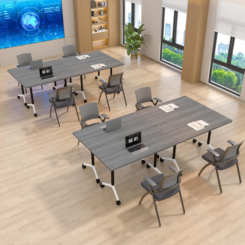 2 Pack Folding Conference Tables with Wheels,47.2in Flip Top Modular Conference Table,Mobile Joinable Conference Tables,Stackable Space-Saving Training Table for Office Classroom Seminar(Gray)
