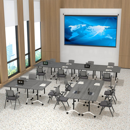 2 Pack Folding Conference Tables with Wheels,47.2in Flip Top Modular Conference Table,Mobile Joinable Conference Tables,Stackable Space-Saving Training Table for Office Classroom Seminar(Gray)