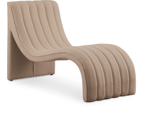 156Beige Orian Collection Modern | Contemporary Chaise with Soft Beige Teddy Fabric, Deep Channel Tufting, Curved Design, 26.5" W x 59" D x 36.5" H, Beige