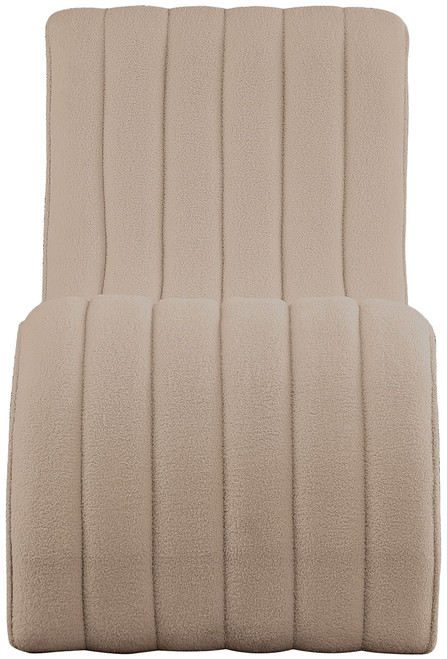 156Beige Orian Collection Modern | Contemporary Chaise with Soft Beige Teddy Fabric, Deep Channel Tufting, Curved Design, 26.5" W x 59" D x 36.5" H, Beige