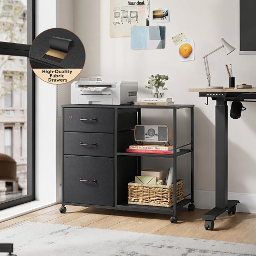 3 Drawer Mobile File Cabinet with Open Storage Shelf