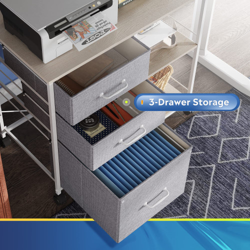 3 Drawer Mobile File Cabinet with Open Storage Shelf