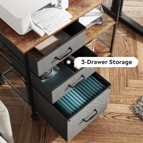 3 Drawer Mobile File Cabinet with Open Storage Shelf