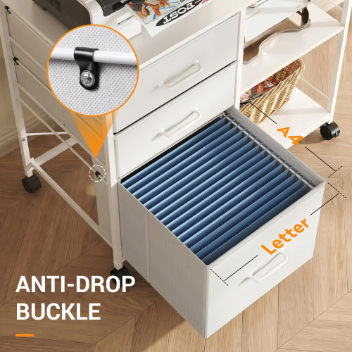 3 Drawer Mobile File Cabinet with Open Storage Shelf