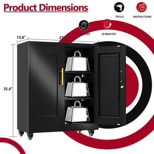Black Metal Cabinet, 36" Steel Locking Cabinets