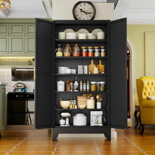 Black Metal Cabinet,75" Steel Cabinets for Home Office