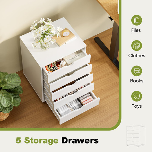 5 Drawer Wooden Dresser, Storage Cabinets, Room Organization