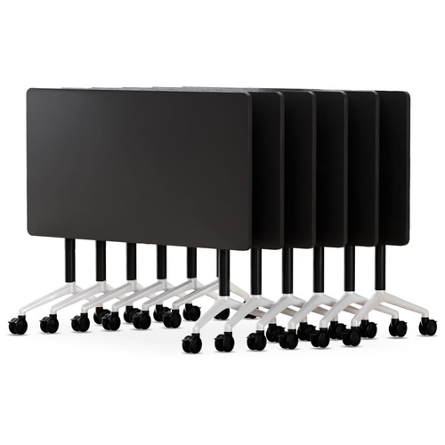 6 Pack Folding Conference Tables with Wheels,47.2in Flip Top Modular Conference Table,Mobile Joinable Conference Tables,Stackable Space-Saving Training Table for Office Classroom Seminar(Black)